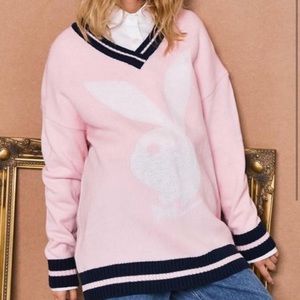 Playboy pink oversized v-neck sweater